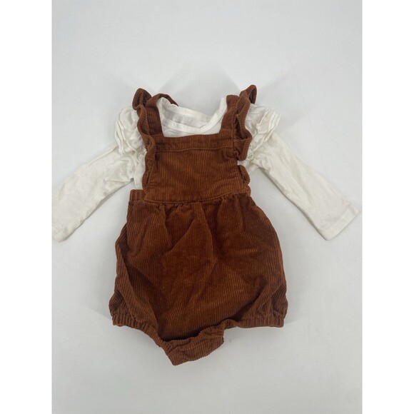Ruffle Corduroy Romper Brown One Piece Set Holiday Fall 18-24 Month - Picture 2 of 14